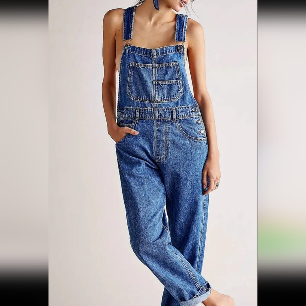 All time faves bib denims in medium blue. Medium blue wash.  Sz large. N…